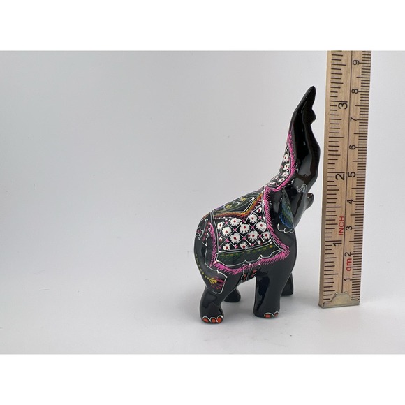 Small Black‎ Colorful Elephant Vintage Vivid Bold  Wood - Picture 5 of 8